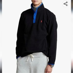 NEW Polo Ralph Lauren Fleece Mockneck Pullover Black 2X XXL Pockets